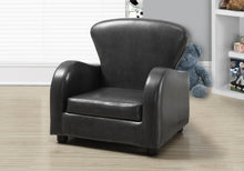 Load image into Gallery viewer, 20&quot; Charcoal Grey Leather Look and Solid Wood Foam Chair
