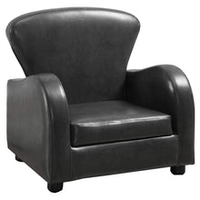 Load image into Gallery viewer, 20&quot; Charcoal Grey Leather Look and Solid Wood Foam Chair
