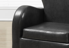 Load image into Gallery viewer, 20&quot; Charcoal Grey Leather Look and Solid Wood Foam Chair
