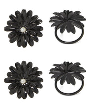 Load image into Gallery viewer, Vibhsa Black Floral Set of 4 Napkin Rings
