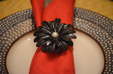 Load image into Gallery viewer, Vibhsa Black Floral Set of 4 Napkin Rings
